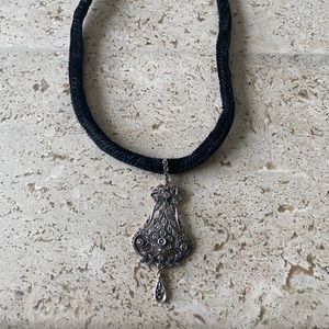 Velvet marcasite choker